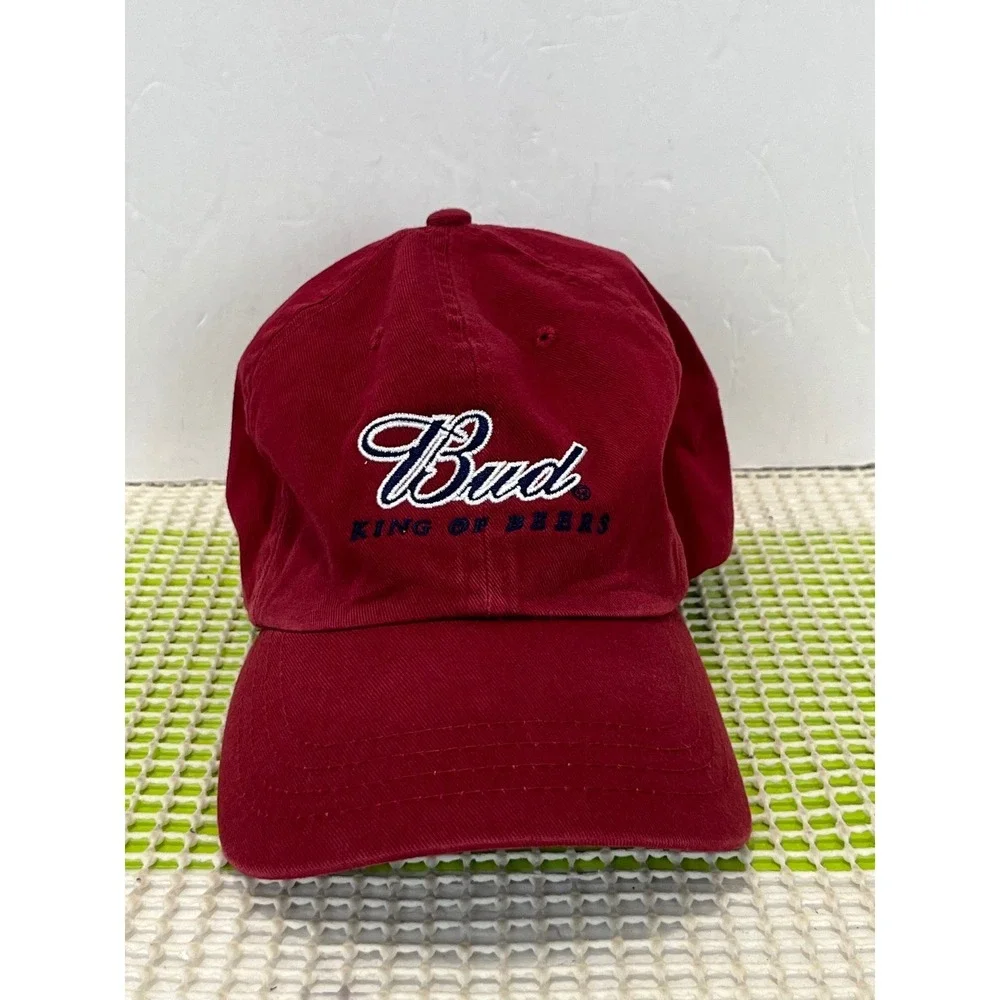 Budweiser King of Beers Hat Maroon Red Cotton Adjustable Strapback Dad Cap Logo